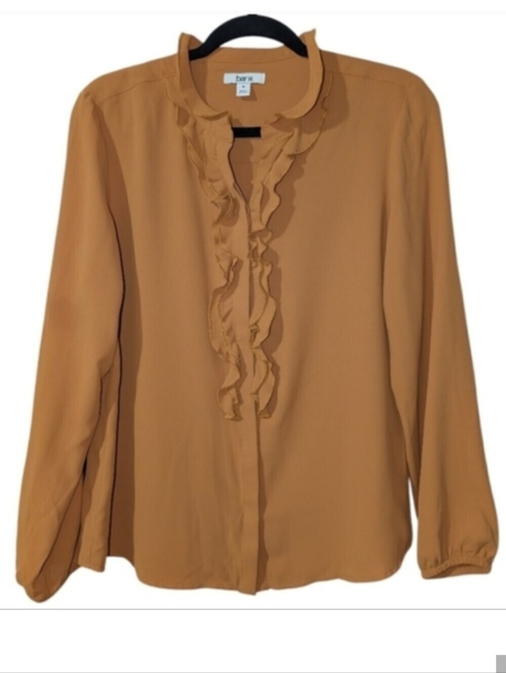 Bar III Women's Camel Ruffle Blouse - Picture 5 of 5